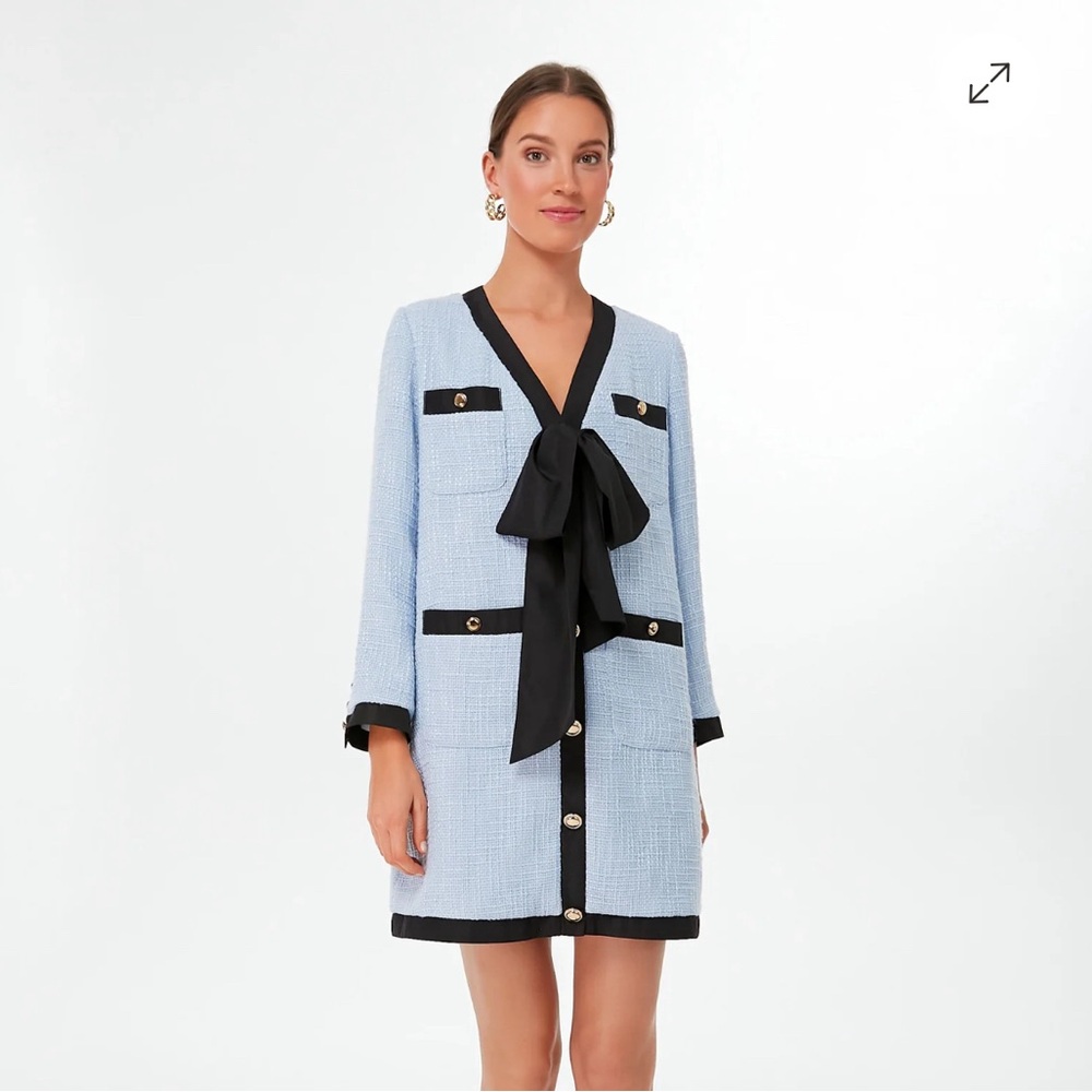Tuckernuck Light Blue Coco Tweed Bow Dress